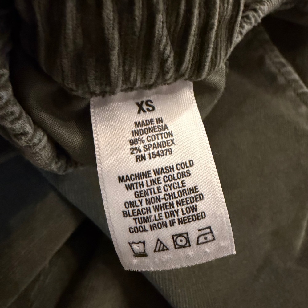 Aeropostale Olive Green Corduroy Parachute Pants Joggers XS Y2K Cozy Streetwear - Picture 4 of 13